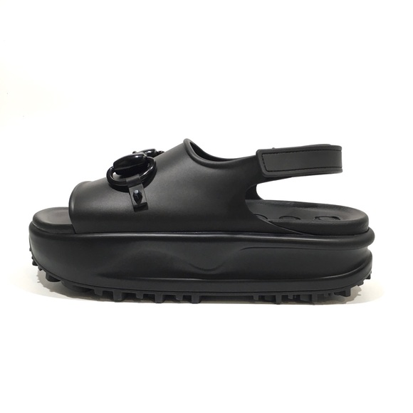 GUCCI HORSEBIT PLATFORM SANDALS -BLACK RUBBER -WOMEN’S US 9 -NEW - Picture 4 of 9